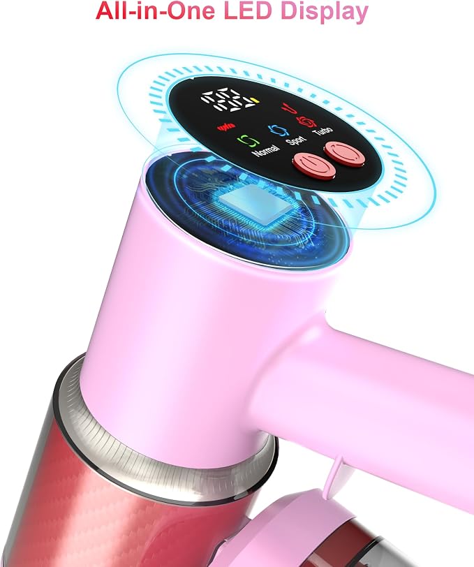 Pink Cordless Vacuum Cleaner, 50Kpa/600W/60 Mins Runtime Stick Vacuum with Self-Standing and Touch Screen, Anti-Tangle Wireless Vacumm, Vacuum Cleaners for Home/Pet Hair/Carpets/Floors