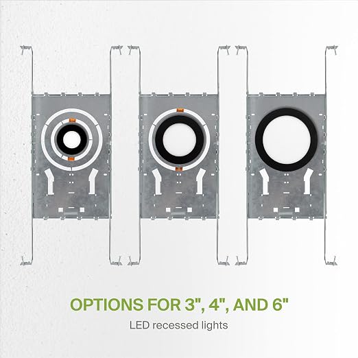 ASD 12 Pack New Construction Mounting Plate Round Hole - 3/4/6 Inch Adjustable Galvanized Steel Wafer Light Rough In Plate, Universal Light Fixture Mounting Bracket with Extendable Hanger Bars