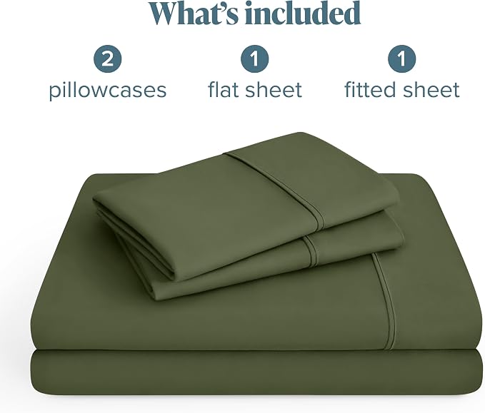 Bare Home Queen Sheet Set - 1800 Ultra-Soft Microfiber Queen Bed Sheets - Double Brushed - Deep Pockets - Easy Fit - 4 Piece Set - Bedding Sheets & Pillowcases (Queen, Cypress)