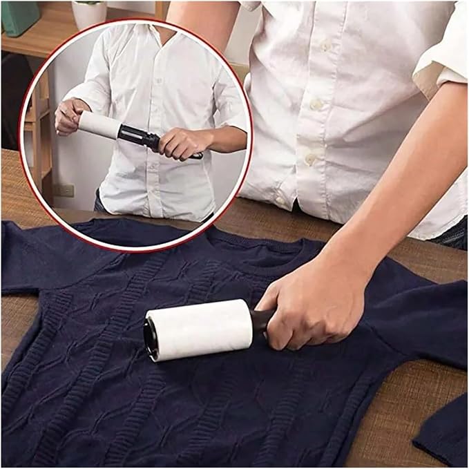 80/160 Sheets Sticky Lint Roller - Pet Hair Remover Set Includes 1 Handle and 2/4 Refills(1 Handle 2 Rollers)