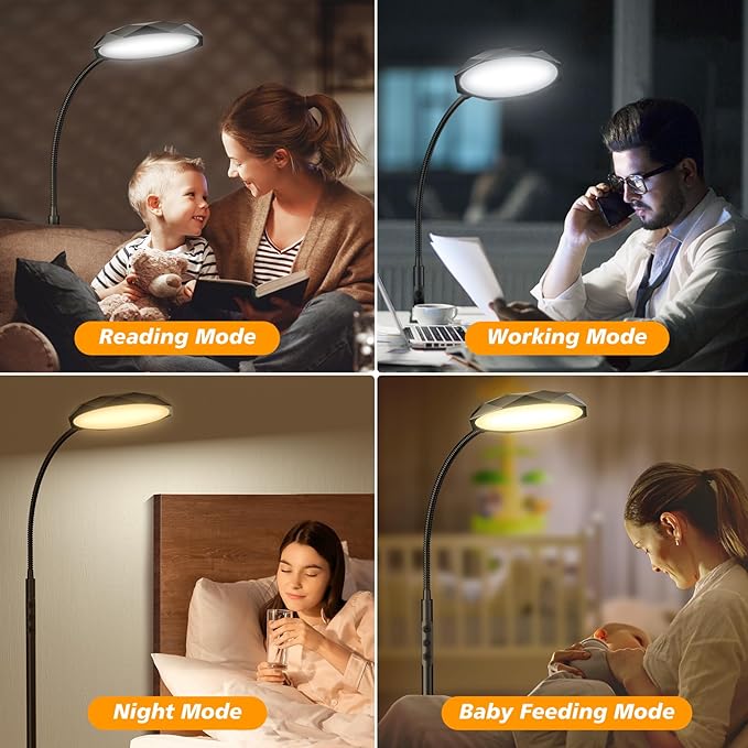 Floor Lamp, 18W Bright LED Floor Lamps for Living Room with Diamond-Surface, Stepless Adjustable Colors & Dimmer Standing Lamp with Timer, Remote & Touch Control, Reading Lights for Bedroom, Office