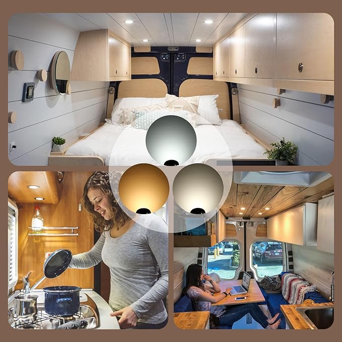 ALOVECO LED RV Ceiling Interior Lights, 12V LED Lights for RV 2700-6000K 12V Recessed Lights Remote Control Dimmable Waterproof Camper Interior Lighting for Boat Motorhome Yacht 6 Packs