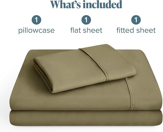 Bare Home Twin Sheet Set - 1800 Ultra-Soft Microfiber Twin Bed Sheets - Double Brushed - Deep Pockets - Easy Fit - 3 Piece Set - Bedding Sheets & Pillowcases (Twin, Olive)