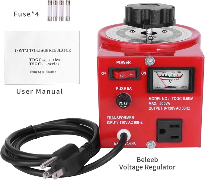 Voltage Transformer 5 Amp Auto AC Variable Voltage Regulator,500VAC Max,120VAC Input, 0-120V/130VAC Output