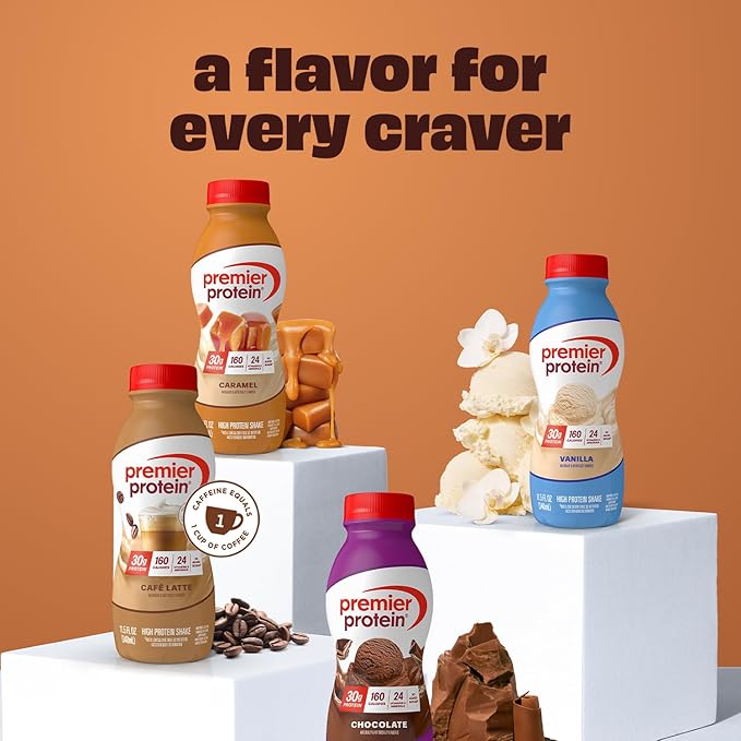 Premier Protein Shake, Caramel, 30g Protein, No Added Sugar, 24 Vitamins & Minerals to Support Immune Health, 11.5 fl oz, 6 Pack