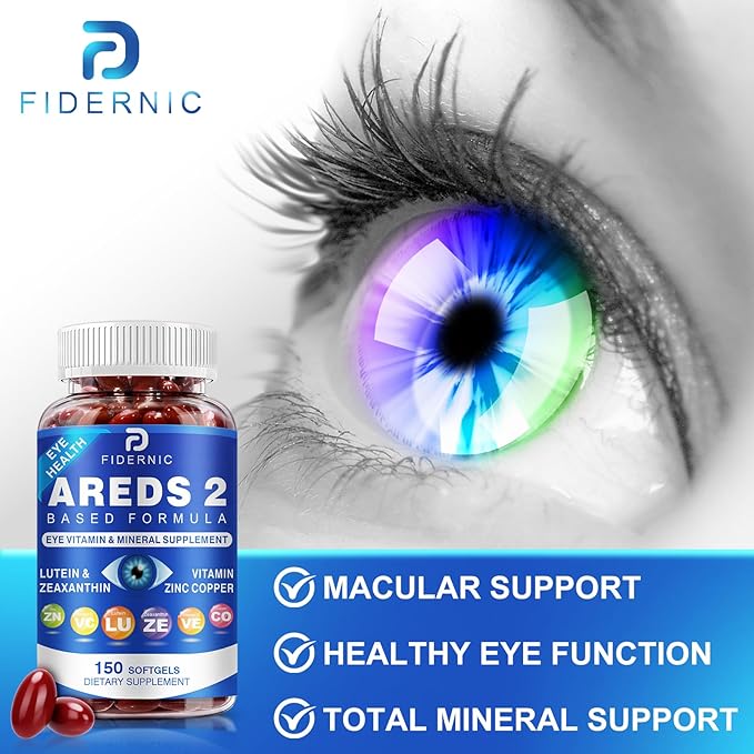 AREDS 2 Eye Vitamin & Mineral Supplement — Lutein and Zeaxanthin Supplement, Vitamin C & E, Zinc & Copper for Blue Light Protection, Eye Health Support, Eyebright , Eye Doctor Trusted — 150 Softgels