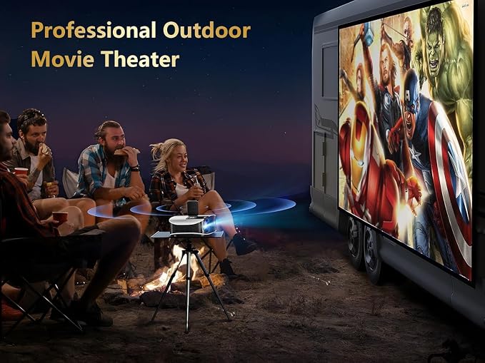 GOODEE Smart Projector Native 1080P 4K Support, WiFi Bluetooth Projector with Built-in Apps, Dolby Audio, 400" Portable Home Theater Outdoor Movie Projector for Gaming