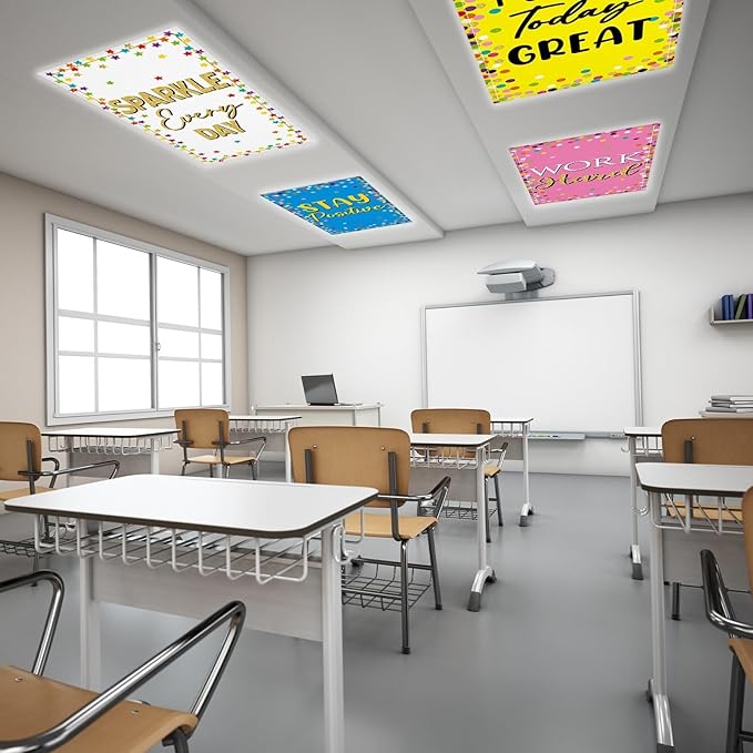 8 Pcs Fluorescent Light Covers with 80 Magnets Decorative for Classroom Ceiling Lights 4 x 2 Feet Magnetic Light Cover Filter Easy Install for Office Hospital Home Ceiling Supplies (Colorful Confetti)