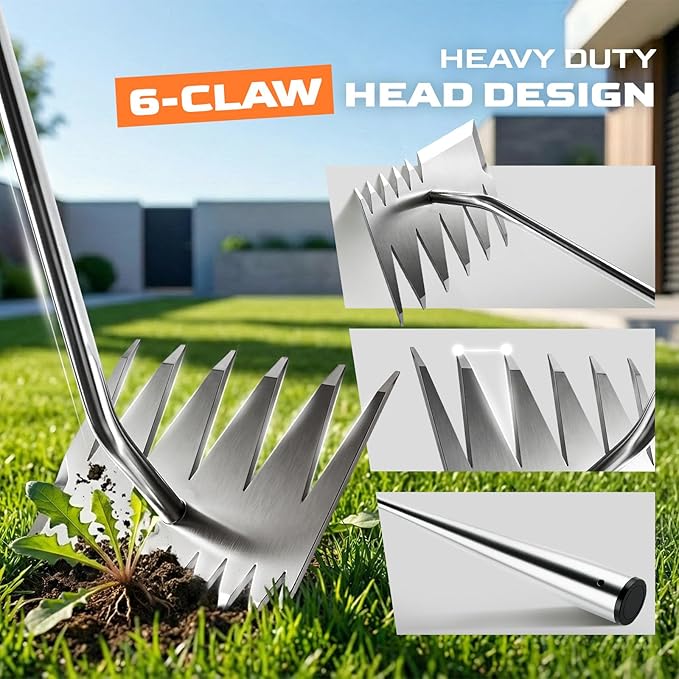 LOOHOI Weed Puller Tool, Heavy-Duty Stainless Steel Weeding Tool with Extendable Handle, Portable Garden Weed Removal Tool for Vegetable Gardening Backyard Farm Planting & Weeding
