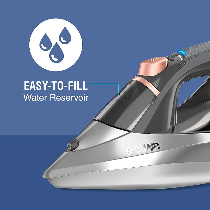 Conair GlideLite Professional Iron, Steam Iron for Clothes, Simple One-Temp Technology, Friction-Free Easy Glide Soleplate