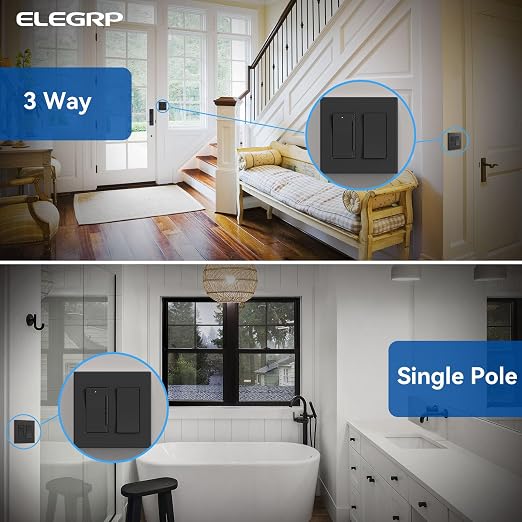 ELEGRP Digital Slide Dimmer Light Switch, Dimmer Switch with Decorative Frameless Design Wallplate for LED/CFL, Incandescent,Halogen Bulbs, Single Pole/3-Way, UL Listed, 5 Pack, Matte Black