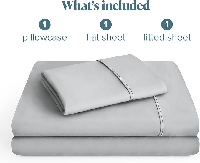 Bare Home Twin Sheet Set - 1800 Ultra-Soft Microfiber Twin Bed Sheets - Double Brushed - Deep Pockets - Easy Fit - 3 Piece Set - Bedding Sheets & Pillowcases (Twin, French Grey)