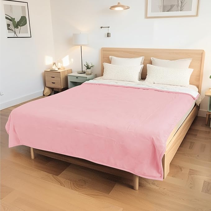 Electric Heated Blanket King Size 90"x100", Dual-Sided Coral Fleece & Sherpa Fabric, 4 Heat Settings & 10H Auto Off, Soft Warm for Home, Office, Bed, Couch, Machine Washable, Dual Control, Light Pink