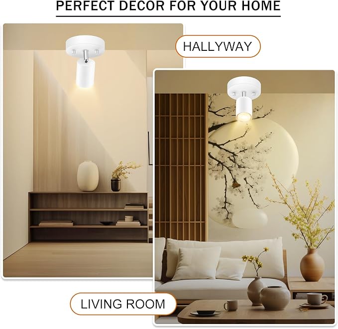 BoostArea LED Light Track Lighting Kit, Monopoint Sconce Adjustable Flush Mount Spot Light, Flexibly Rotatable Light Head for Kitchen, Living Room, Bedroom, GU10 Bulb Not Included, C0102