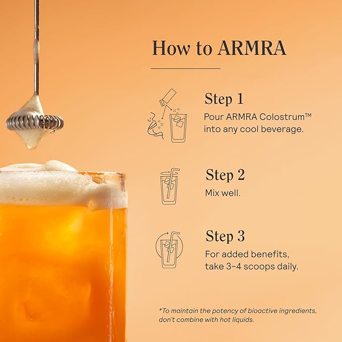 ARMRA コロストラムパウダー | ブラッドオレンジ | 腸の健康&お腹の張り軽減 | 肌&髪 | 免疫力 | ケト、グルテン、脂肪不使用 | 60回分