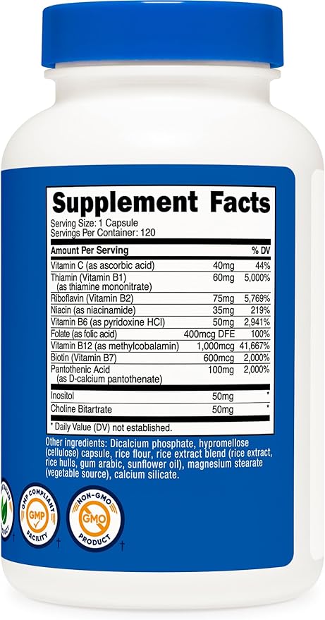 Nutricost ハイポテンシー ビタミンBコンプレックス 462mg、120カプセル - ビタミンC配合 - エナジーコンプレックス