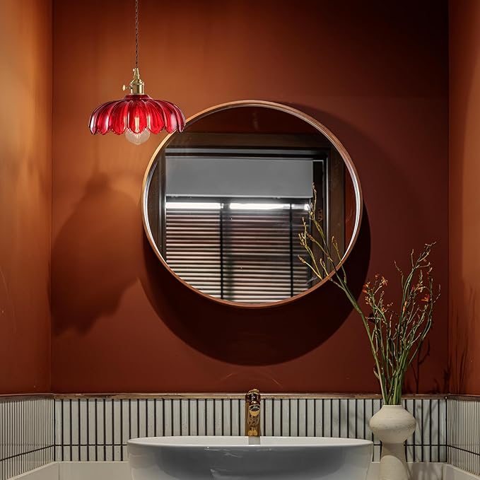 XZHGCEE Plug in Pendant Light: Hanging Light Plug in Red Glass Hanging Lamp, Pendant Lighting for Kitchen Island, Bedroom, Dining Room, Living Room, E26 No Bulb