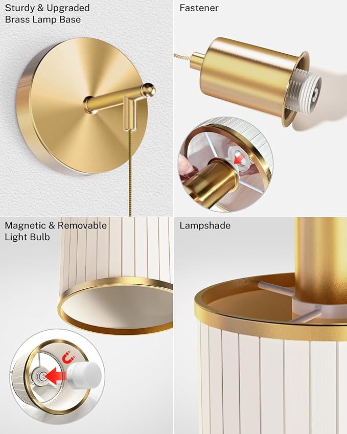 SAIMAND Battery Operated Wall Sconce Set of 2, Wireless Rechargeable Wall Lights with Remote Control, 9 Colors Dimmable LED Lamps, Modern Cordless Sconces for Bedroom Living Room Hallway(Gold)