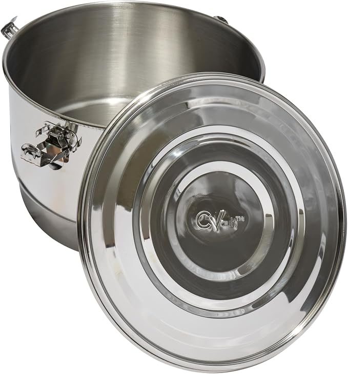 CVAULT | 1 lb Container | Air Tight & Light Resistant | Food Grade Stainless Steel | Includes 62% RH Humidity Pack, Silver, 8-Liter