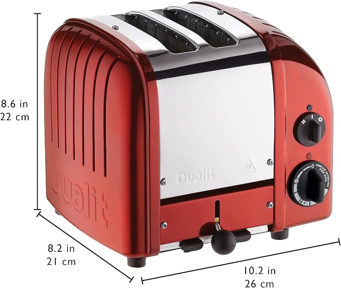 Dualit Classic 2 Slice NewGen Apple Candy Red Toaster - Hand Built in the UK – Replaceable ProHeat Elements - Heat One/ Two Toast Slices, Defrost Bread, Mechanical Timer - For Toast, Bagels & More