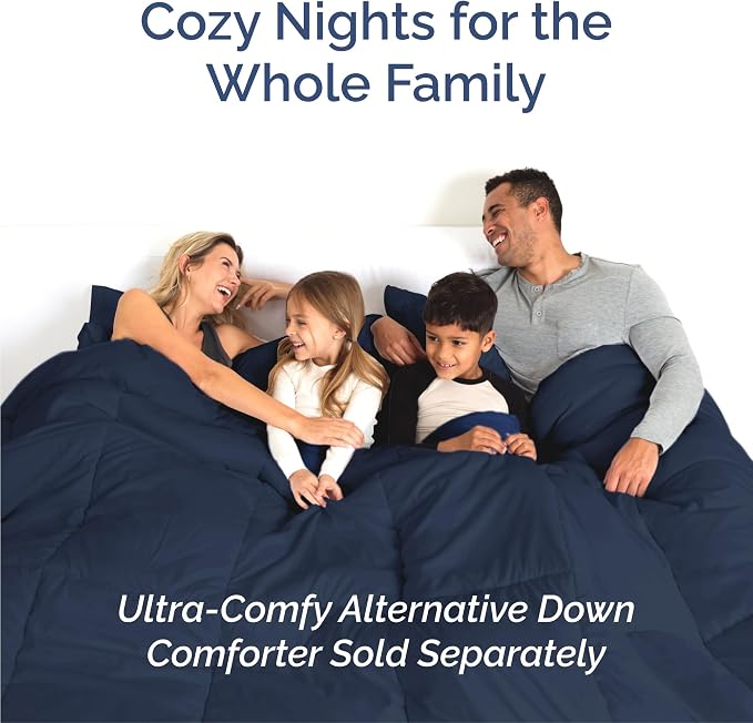 Split King 7 Piece Sheet Set - Comfy Breathable & Cooling - Soft Hotel Luxury Bedding Set with 8-16 Inch Deep Pockets - 1 Flat & 2 Fitted Sheet & 4 Pillowcases - Wrinkle Free & Easy Care - Navy Blue