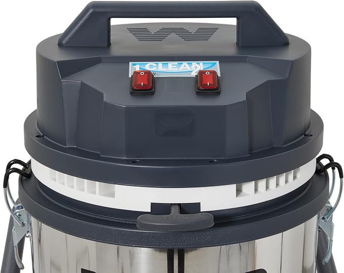 26.5 Gallon Heavy-Duty Industrial Wet/Dry Vacuum, Dual Motor, 3.3 HP, 222 CFM, 27" Squeegee, 120V/20A Plug, 2 Year Warranty - Ideal for Construction Sites, Warehouses & Industrial Cleanup