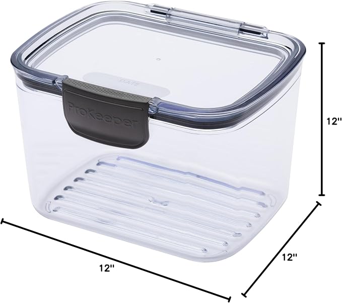 Progressive Prokeeper + Deli Storage Set: Air-Tight Silicone Sealed Containers w Grooved Bottom, Dry Erase Lid, BPA-Free, Stackable, Keeps Meats & Cheeses Fresh Longer, PKS-706C Tall Deli 1.65L