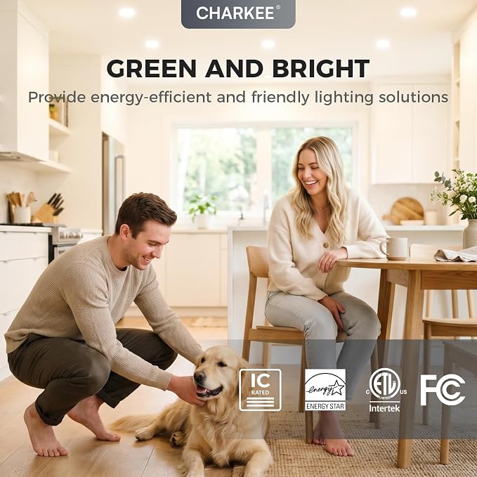CHARKEE 24 Pack 6 Inch 5CCT Ultra-Thin LED Recessed Ceiling Light with Junction Box, 2700K-5000K, 1050LM High Brightness, Dimmable Canless Wafer Downlight,12W Eqv 110W, ETL & Energy Star & FCC