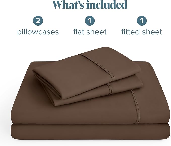Bare Home Full XL Sheet Set - 1800 Ultra-Soft Microfiber Full Extra Long Bed Sheets - Double Brushed - Deep Pockets - Easy Fit - 4 Piece Set - Bedding Sheets & Pillowcases (Full XL, Cocoa)