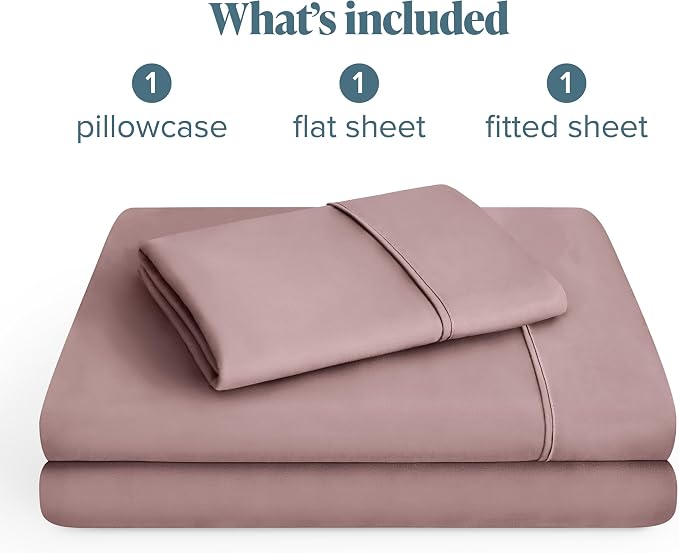 Bare Home Twin XL Sheet Set - 1800 Ultra-Soft Microfiber Twin Extra Long Bed Sheets - Double Brushed - Deep Pockets - Easy Fit - 3 Piece Set - Bedding Sheets & Pillowcases (Twin XL, Mauve)