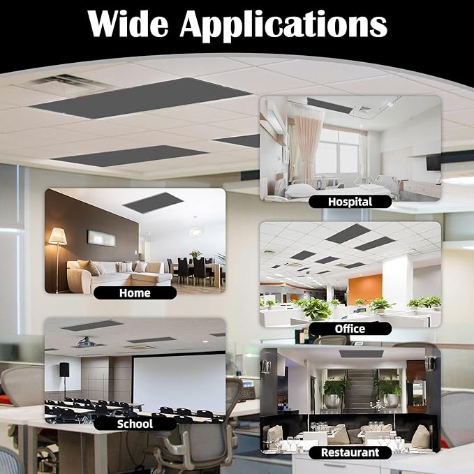 ANGSYLTH 8 Pcs Fluorescent Light Covers - 4 x 2 Feet Covers for Ceiling Lights, 8 x 10 Magnetic Light Filters for Classroom, Office, Hospitals (Black)