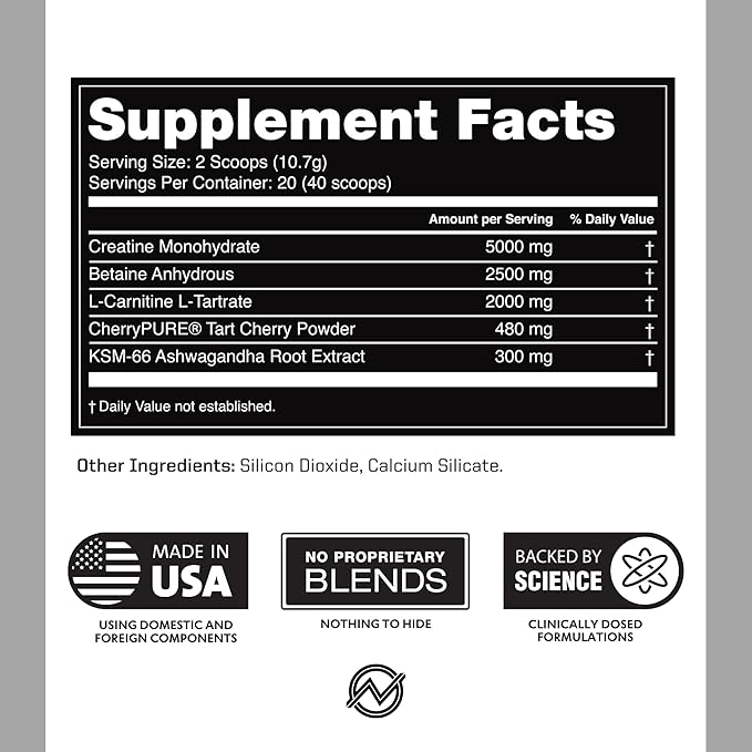 Outwork Nutrition Post Workout Recovery Powder - Creatine Monohydrate, KSM-66 Ashwagandha & Tart Cherry - Speeds Recovery, Eases Soreness - Creatine Powder for Men & Women, Unflavored, 240 Gr