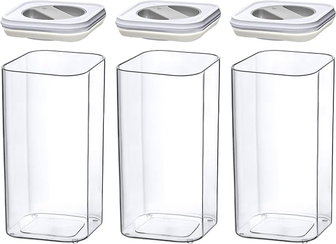 Amazing Abby - Carol - 112-Ounce Acrylic Canister (Set of 3), Plastic Airtight Food Container, Stackable for Pantry Storage, BPA-Free and Shatter-Proof, Perfect for Home and Commercial Use