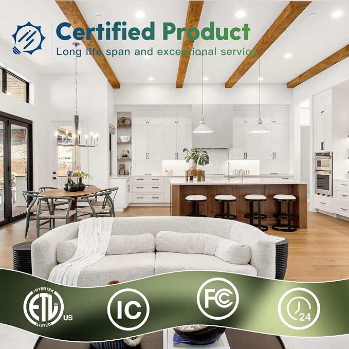 FREELICHT 12 Pack 4 Inch 5CCT Ultra-Thin LED Recessed Ceiling Light with Junction Box, 2700K/3000K/3500K/4000K/5000K Selectable, 700LM Brightness, Dimmable Canless Wafer Downlight, 10WEqv90W, ETL&FCC