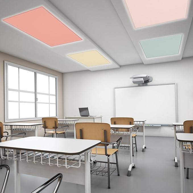 6 Pcs Fluorescent Light Covers with 60 Magnets Decorative for Classroom Ceiling Lights 4 x 2 Feet Magnetic Light Cover Filter Easy Install for Office Hospital Home Ceiling Supplies (Retro Rainbow)