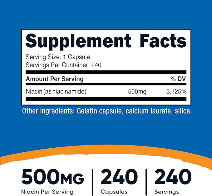 Nutricost Niacinamide (Vitamin B3) 500mg, 240 Capsules - Non-GMO, Gluten Free, Flush Free Vitamin B3 (Pack of 2)