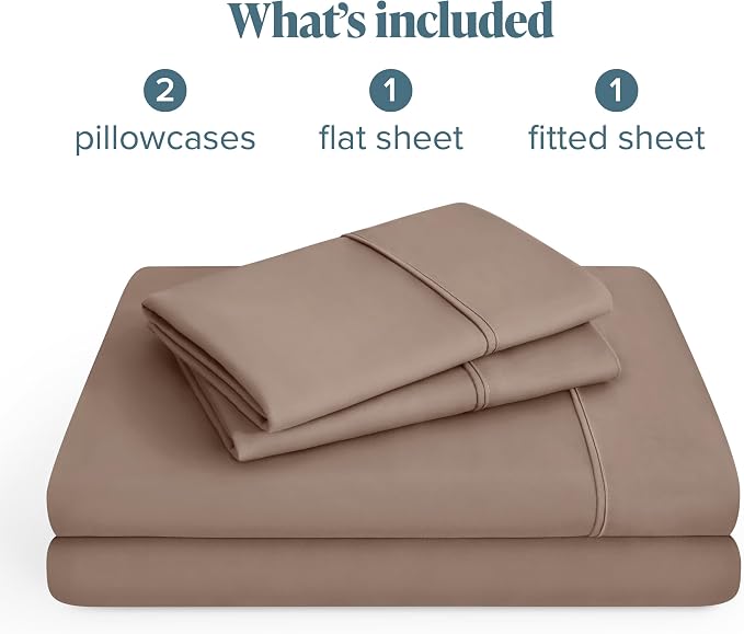 Bare Home Full XL Sheet Set - 1800 Ultra-Soft Microfiber Full Extra Long Bed Sheets - Double Brushed - Deep Pockets - Easy Fit - 4 Piece Set - Bedding Sheets & Pillowcases (Full XL, Taupe)