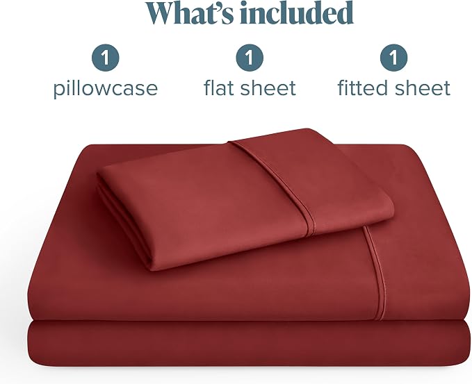 Bare Home Twin XL Sheet Set - 1800 Ultra-Soft Microfiber Twin Extra Long Bed Sheets - Double Brushed - Deep Pockets - Easy Fit - 3 Piece Set - Bedding Sheets & Pillowcases (Twin XL, Rosewood)