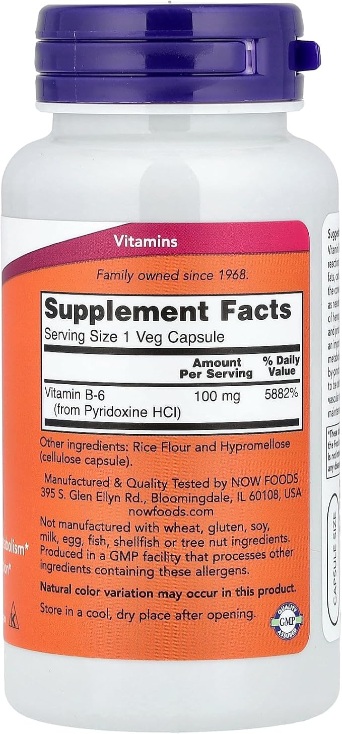 Now Foods B-6 100mg 100 Capsules