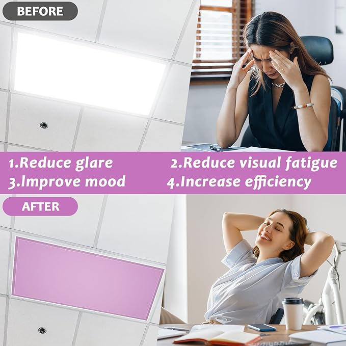 QOUBAI 6PCS Fluorescent Light Covers, 4x2 Feet Magnetic Light Cover Fluorescent Lights Shade Panel Positive Inspirational Ceiling Lights Filters for Office Classroom Home Drop Ceiling Bright Color