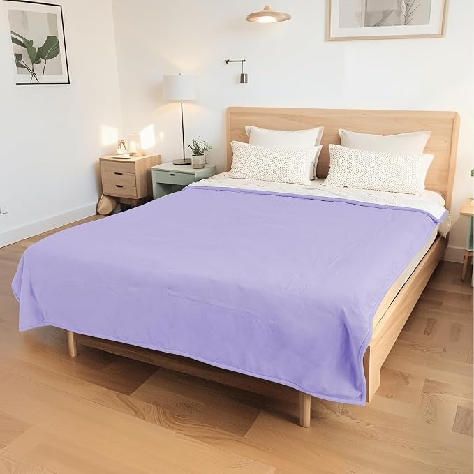 Electric Heated Blanket Queen Size 84"x90", Dual-Sided Coral Fleece & Sherpa Fabric, 4 Heat Settings & 10H Auto Off, Soft Warm for Home Office Bed Couch, Machine Washable, Dual Control, Light Purple