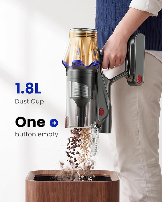 Cordless Vacuum Cleaner, Upgraded 650W 55KPA 70Mins Cordless Stick Vacuum Cleaner with Flexible Hose,Self-Standing,Touch Screen, Anti-tangle Wireless Vacumm Cleaners for Home/Pet Hair/Carpets/Floors