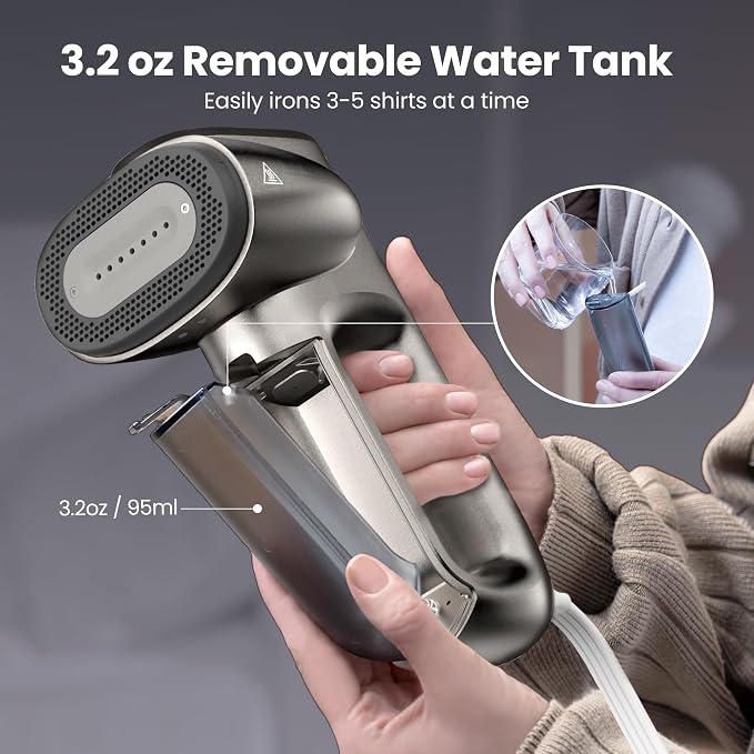 Neakasa Magic 1 Vacuum Steamer, Handheld Travel Garment Steamer for Clothes, 2300Pa Suction for Fabric Grip, Featuring Exclusive AirIron Technology for 110-120V Use (Silver)
