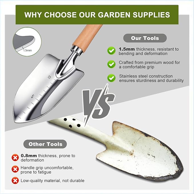 Kynup Gardening Tools, Garden Tools Set with Garden Trowel, Hand Garden Shovel, Gardening Essentials, Supplies, Garden Stuff, Gardening Gifts for women, Gardenig Kit for Starters