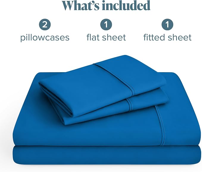Bare Home Full Sheet Set - 1800 Ultra-Soft Microfiber Full Bed Sheets - Double Brushed - Deep Pockets - Easy Fit - 4 Piece Set - Bedding Sheets & Pillowcases (Full, Medium Blue)