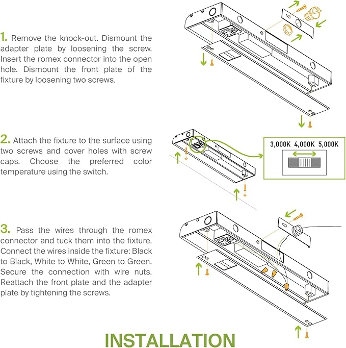 ASD 20 Pack LED Under Cabinet Lighting, 24 inch 12W 822 LM, Dimmable Hardwired Under Cabinet Lights for Kitchen, 3000K/4000K/5000K, Under Counter Light Fixtures, ETL, White, Bullnose Design
