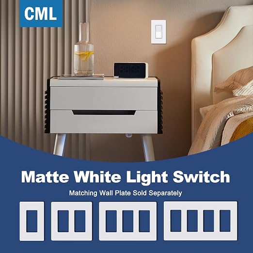 CML 100 Pack 3-Way Decorator Light Switch, Single Pole or Three Way, 15A 120/277V, On/Off Rocker Paddle Wall Switch, Residential and Commercial Grade, UL Listed, Matte White