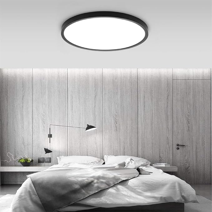 TALOYA 6-Pack 15.8" LED Flush Mount Ceiling Light Fixture,24W 5CCT,Black | 100–240 VAC Input,Edge-Lit LED Modern Ceiling Lamp for Living Room,Bedroom,Hallway,Kitchens