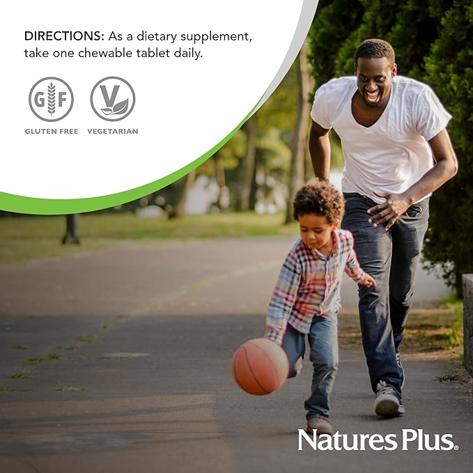 NaturesPlus Vitamine D3 (1000 UI) - 90 Comprimés à Croquer, Saveur Baies Tropicales - Végétarien, Sans Gluten - 90 Portions