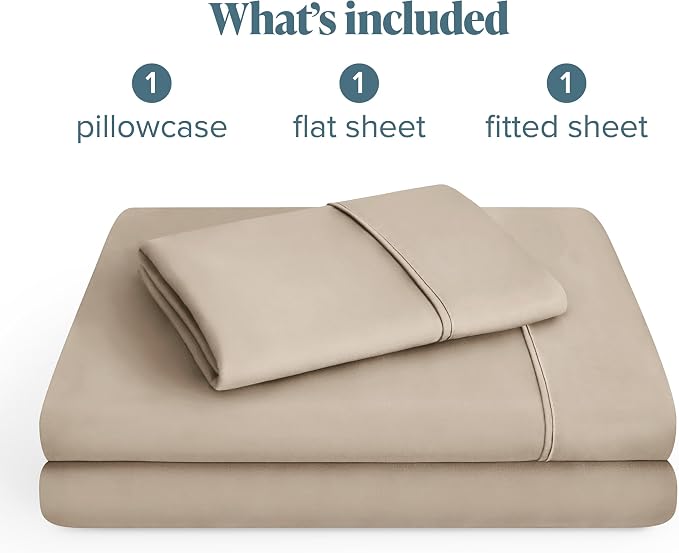 Bare Home Twin Sheet Set - 1800 Ultra-Soft Microfiber Twin Bed Sheets - Double Brushed - Deep Pockets - Easy Fit - 3 Piece Set - Bedding Sheets & Pillowcases (Twin, Pebble)